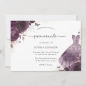パープルバラスパークルドレスフローラキンセアニェラパーティー 招待状 (正面)