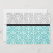 パープルバラティール（緑がかった色）ダマスクブライダルシャワー招待状 招待状 (裏面)