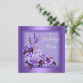 パープルバラバタフライフローラ誕生日パーティー2 招待状 (スタンド正面)