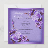 パープルバラバタフライフローラ誕生日パーティー2 招待状 (裏面)