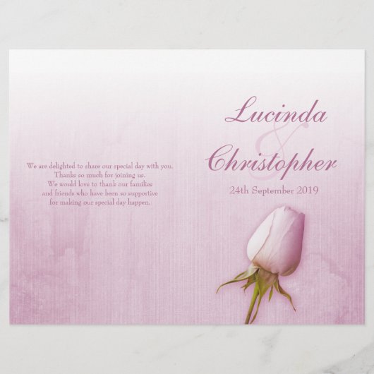 パープルバラバッド薄紫結婚式プログラム (正面)