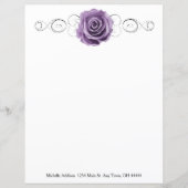 パープルバラパーソナライズされた紙シート (正面)