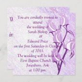 パープルバラパーソナライズされた結婚式招待状 招待状 (正面/裏面)