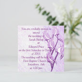 パープルバラパーソナライズされた結婚式招待状 招待状 (スタンド正面)