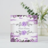 パープルバラパープルスウィート16パーティー 招待状 (スタンド正面)