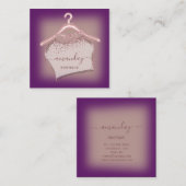 パープルバラファッションブティッククロスハンガーグラム スクエア名刺 (正面/裏面)