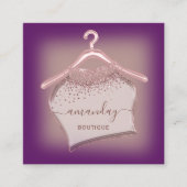 パープルバラファッションブティッククロスハンガーグラム スクエア名刺 (正面)