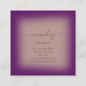 パープルバラファッションブティッククロスハンガーグラム スクエア名刺 (裏面)