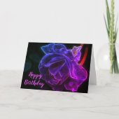 パープルバラファンタジーフラワーアート誕生日 カード (正面)