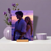 パープルバラフォトブライダルシャワーウェルカムテーブルカード 招待状