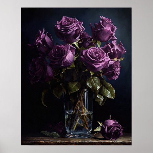 パープルバラフラワーズアートプリントポスター ポスター (正面)