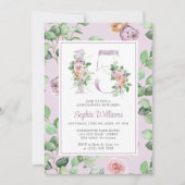 パープルバラフラワーズナンバー15フローラキンセアニラ 招待状 (正面)