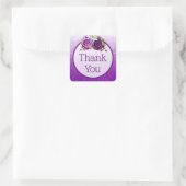 パープルバラフローラサンキューステッカー スクエアシール (バッグ)