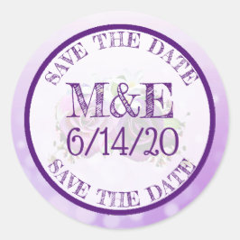 パープルバラフローラサンキュー結婚式用シール ラウンドシール