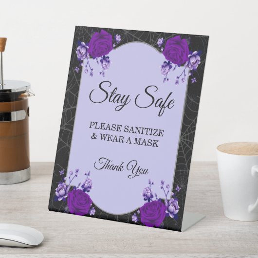 パープルバラフローラスパイダーウェブ秋の結婚式安全性 台座サイン (インサイチュ)