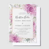パープルバラフローラヌエストラボダスペインの結婚ズ ベラム紙招待状 (オフセット)