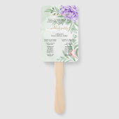 パープルバラフローラユーカリプスボホ結婚式 プログラム ハンドファン (裏面)