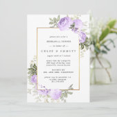 パープルバラフローラリハーサルディナー招待状 招待状 (スタンド正面)