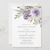 パープルバラフローラリハーサルディナー 招待状 (正面)