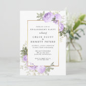 パープルバラフローラ婚約パーティ招待状 招待状 (スタンド正面)