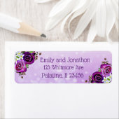 パープルバラフローラ差出人住所ラベル ラベル (インサイチュ)