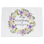 パープルバラフローラ植物学リース100th誕生日 ラージペーパーバッグ (正面)