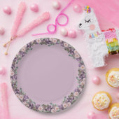 パープルバラフローラ紙プレート ペーパープレート (パーティー)