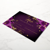 パープルバラフローラ金ゴールドスワール金ゴールドキンセアニェラ 箔招待状 (回転した状態)