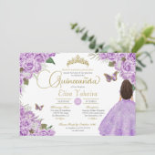 パープルバラフローラ金ゴールドティアラバタフライクインズ 招待状 (スタンド正面)