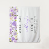 パープルバラフローラ100th誕生日パーティー タペストリー (正面)