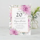 パープルバラフローラ20誕生日 招待状 (スタンド正面)