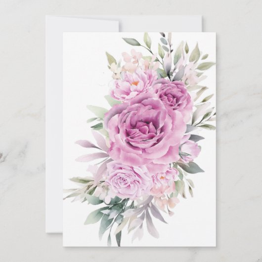 パープルバラフローラ20誕生日 招待状 (裏面)