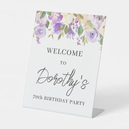 パープルバラフローラ70th誕生日へようこそ 台座サイン (正面)