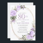 パープルバラフローラ80th誕生日パーティー 招待状<br><div class="desc">この誕生日と80回目のエレガントパーティーの招待フェミニンで特別な女性を尊重する。80日は大書紫文字。誕生祝い後を追。お客様の名前も紫の大文字で表記されている。残りの文字は柔らかいハト灰色。80誕生祝いの詳細は、紫のバラとセージの緑ので飾あるシックな金ゴールドフレームに囲ま葉れている。デザインの間伝統的に、開いた風通しの良い植物性の葉と文字与えはバイブコンテンポラリーだ。その招待は柔らかい紫だ。残念ながら、80の数字は編集できない。もうもし1年お願いだから、カスタムデザインを作って嬉しい</div>