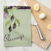 パープルバラフローラ キッチンタオル (四つ折り)