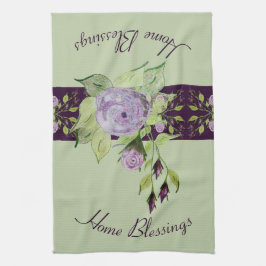 パープルバラフローラ キッチンタオル