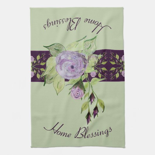 パープルバラフローラ キッチンタオル (縦)