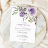 パープルバラフローラ《キリスト教》洗礼式や命名式招待状 招待状