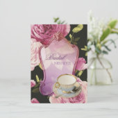 パープルバラブライダルシャワーティーパーティの招待状 招待状 (スタンド正面)