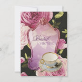 パープルバラブライダルシャワーティーパーティの招待状 招待状 (正面)