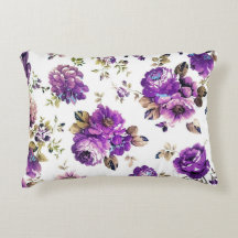 パープルバラブラシ付きポリエステル装飾用クッション