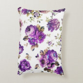 パープルバラブラシ付きポリエステル装飾用クッション アクセントクッション (裏面(縦))