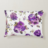 パープルバラブラシ付きポリエステル装飾用クッション アクセントクッション (裏面)