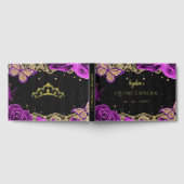 パープルバラブラック金ゴールドレースバタフライキンセアニラ ゲストブック (全面)