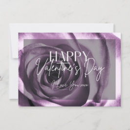 パープルバラブロッサムハッピーバレンタインデーカード 招待状