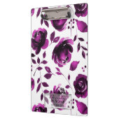 パープルバラボタニカルグラムフローラ パーソナライズされた クリップボード (左)