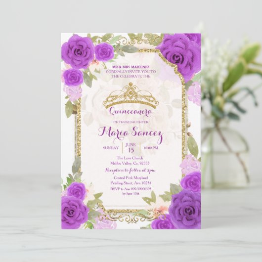 パープルバラメキシコチャラミスカンス招待状 招待状 (スタンド正面)