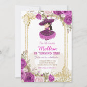 パープルバラメキシコフローラガールフィエスタ誕生日  招待状 (正面)