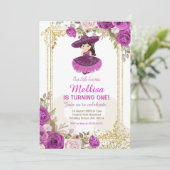 パープルバラメキシコフローラガールフィエスタ誕生日  招待状 (スタンド正面)