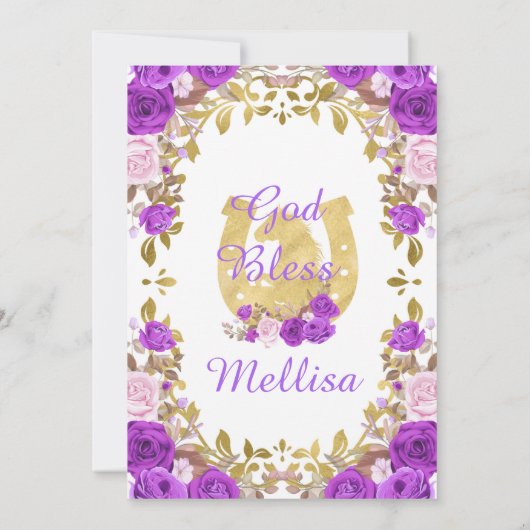 パープルバラメキシコフローラガールフィエスタ誕生日   招待状 (裏面)